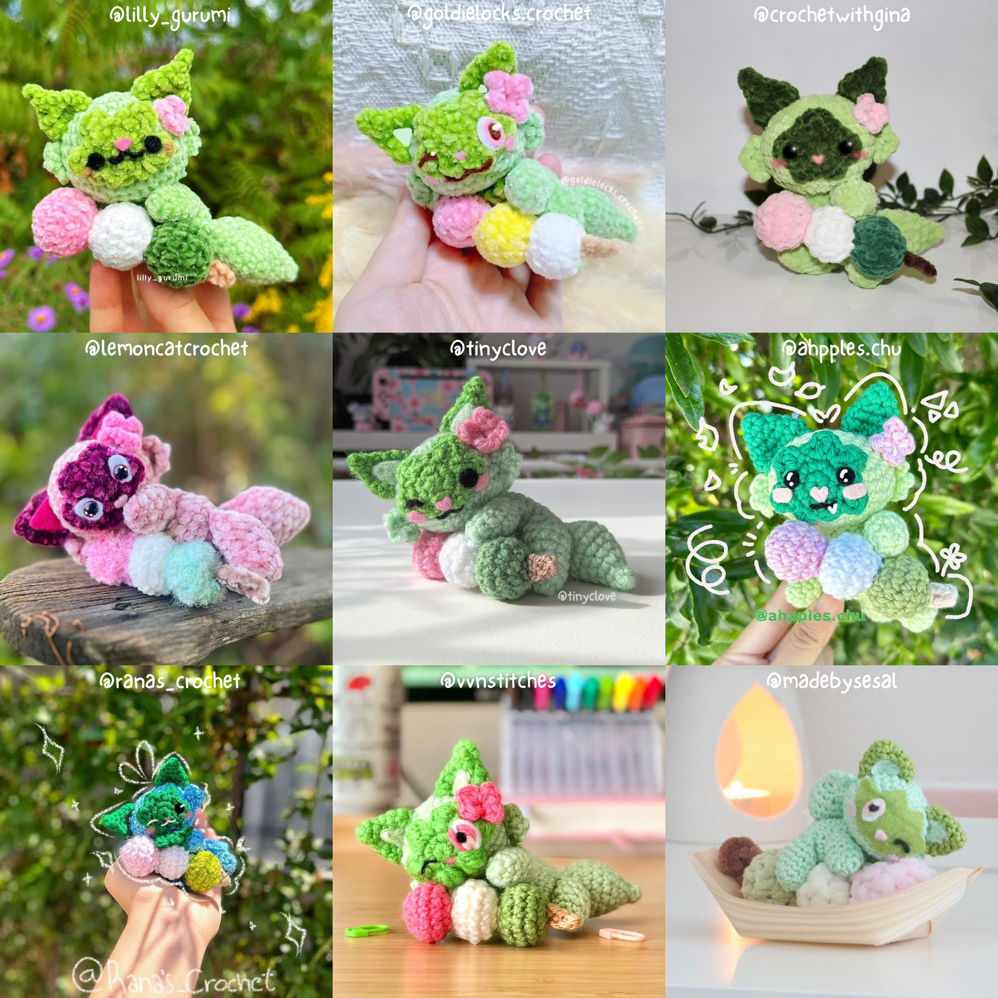 Dango Grass Kitty, PDF Crochet Pattern, Digital File Amigurumi Pattern