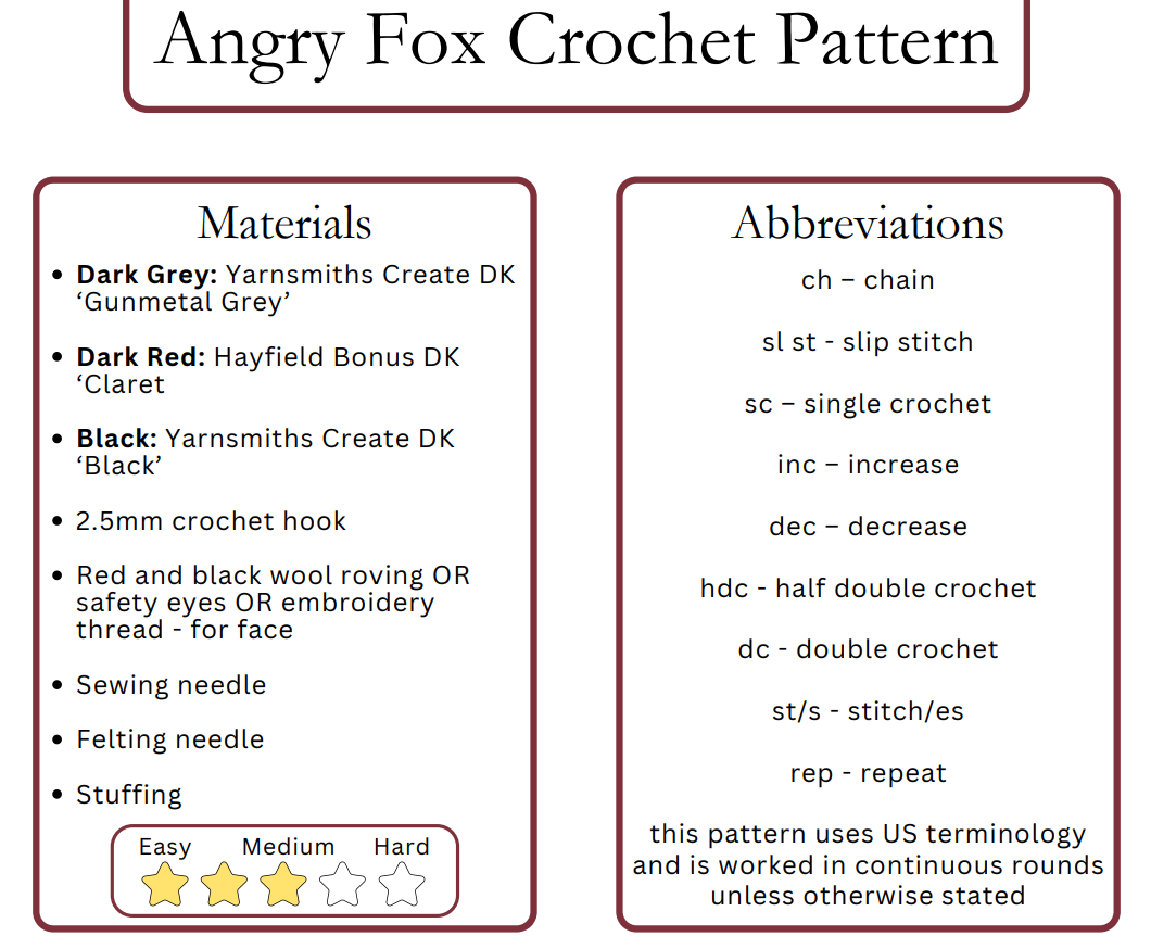 Worried and Angry Fox Buddy Duo, PDF Crochet Pattern, Digital File Amigurumi Pattern