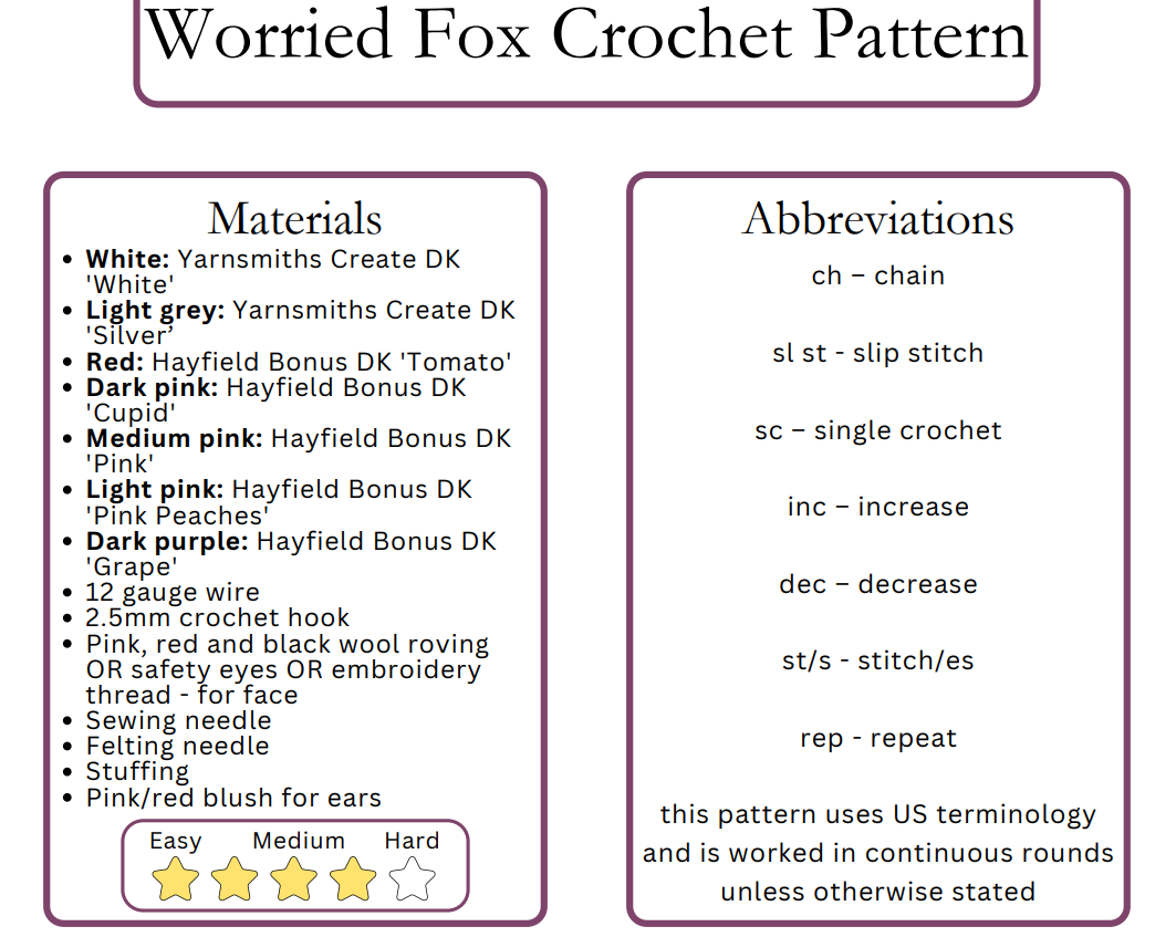 Worried and Angry Fox Buddy Duo, PDF Crochet Pattern, Digital File Amigurumi Pattern