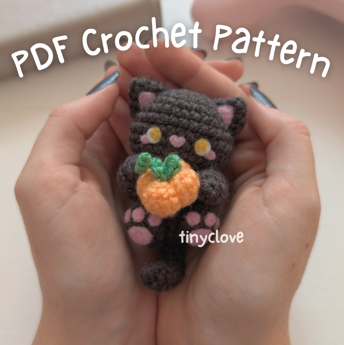 Halloween Pumpkin Kitty, PDF Crochet Pattern, Digital File Cat Amigurumi Pattern