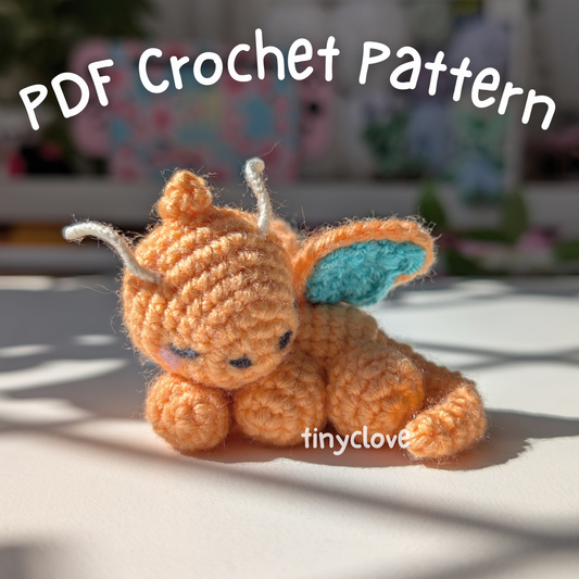 Sleepy Dragon, PDF Crochet Pattern, Digital File Amigurumi Pattern