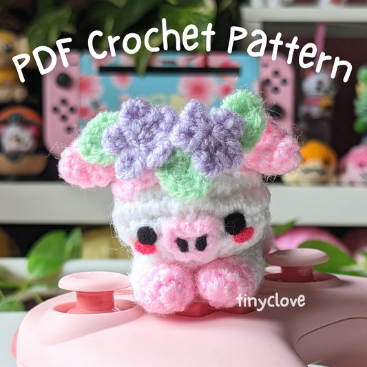 Flower Crown Cow, PDF Cow Crochet Pattern, Digital File Cow Amigurumi Pattern