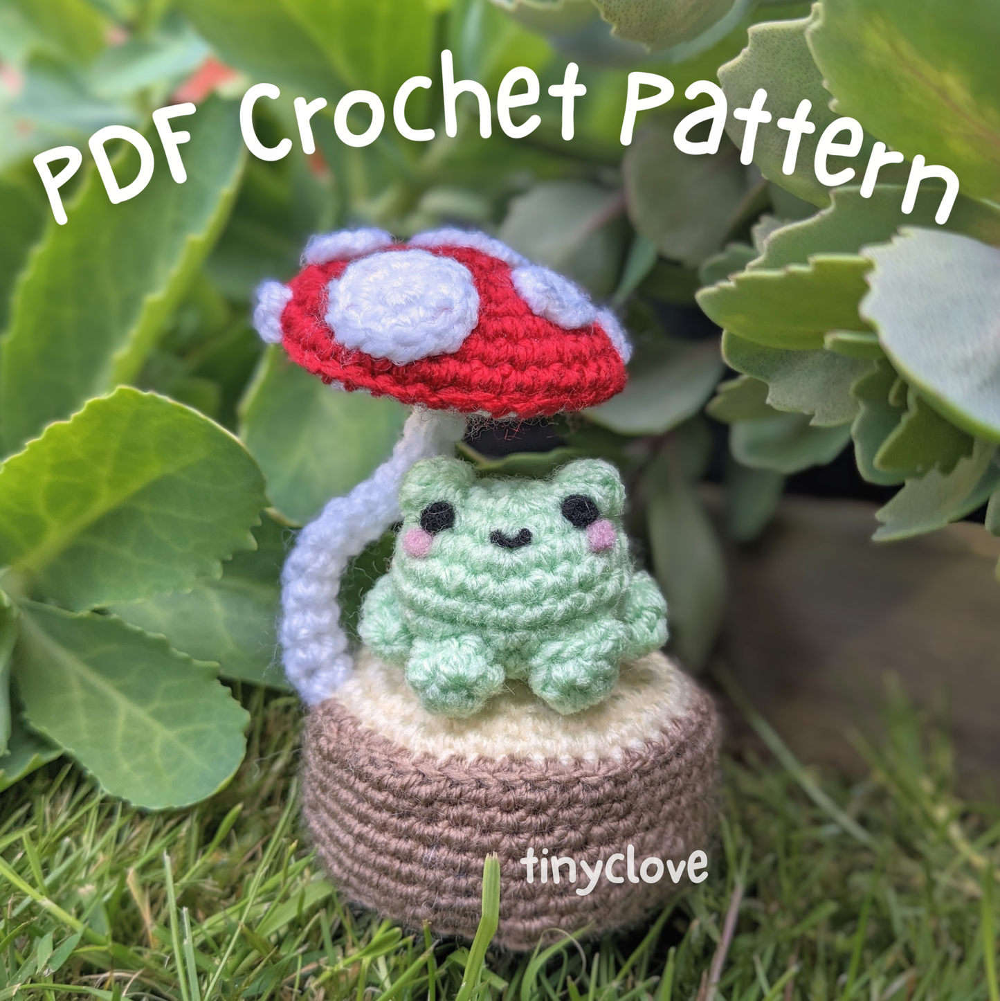 Frog on a Log, PDF Crochet Pattern, Digital File Amigurumi Pattern