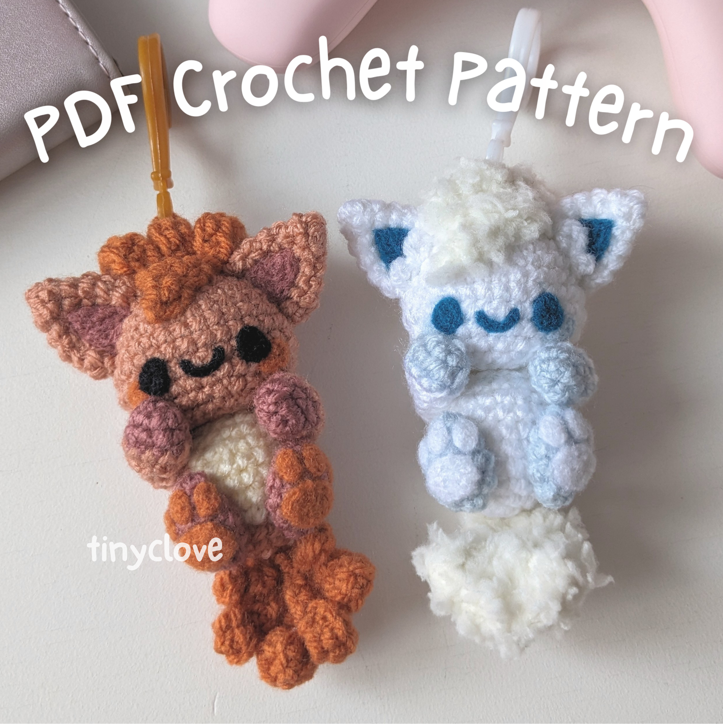 Fire and Ice Fox Buddy Duo, PDF Crochet Pattern, Digital File Amigurumi Pattern